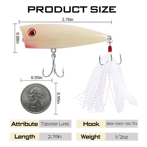 LITTMA Bass Fishing Topwater Popper Lures - Effective Top Water Lures for Bass Anglers - Durable Design for Catching Trophy Bass with High-Performance Popping Action