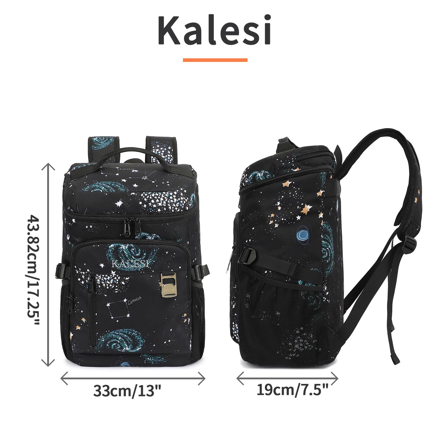Kalesi Cooler Backpack 36 Cans Lightweight Insulated Backpack Cooler Leak-Proof Travel Camping Lunch Backpack Outdoor Cutlery Backpack for Men and Women (B-Starry Sky)