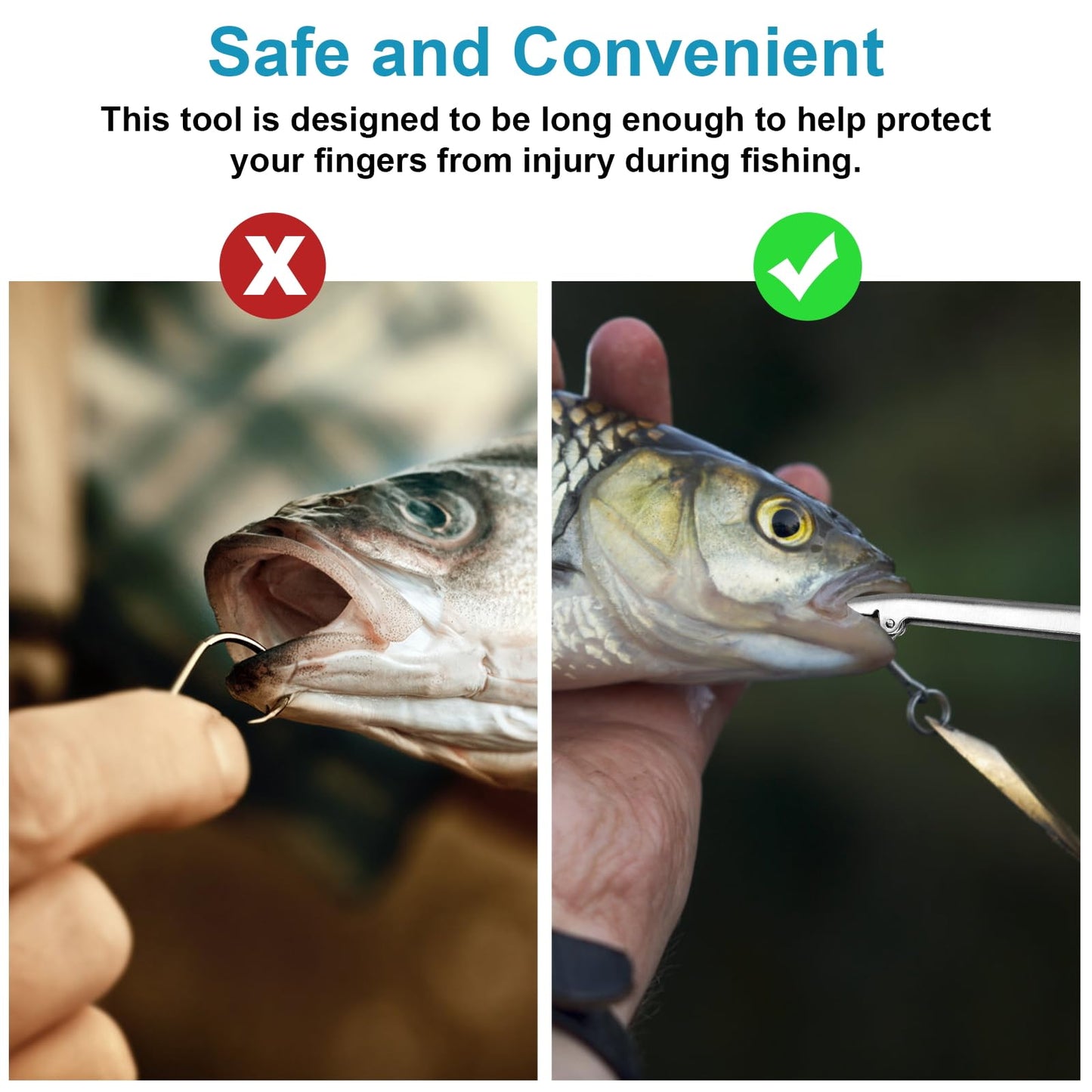 Fish Hook Remover, Premium Stainless Steel Fish Hook Remover Tool - Essential Fishing Pliers, with Strong Jaw Grip and Serrated Teeth, Suitable for All Fishing Environments, 11-1/2 Inches