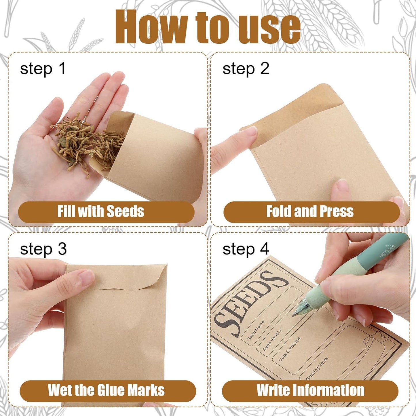 30 Pcs Seed Saving Envelopes Reusable Seed Kraft Storage Organizer Packets Envelopes for Flower Vegetable Plants Seeds Saving & Collecting 5.51 x 3.15 Inch
