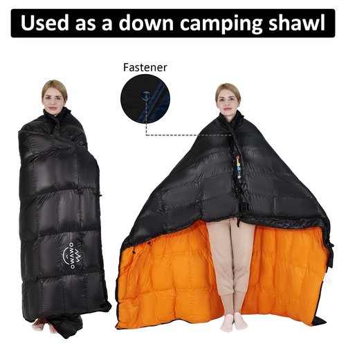 OMVMO -10 Degrees F 800 Fill Power Down Sleeping Bag for Adults,Black Left-Zipper Regular