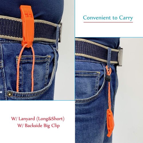 HEIMDALL Emergency Whistle with Lanyard for Safety Boating Camping Hiking Hunting Survival Rescue Signaling (Orange-3 Pack)