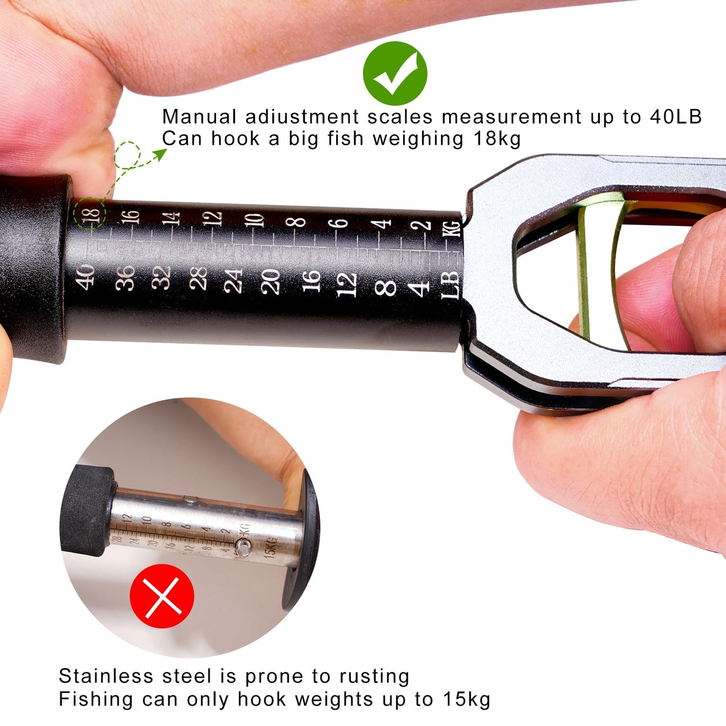 Fish Lip Gripper Fish Scales Professional Fish Holder Aluminium Alloy Material Grabber 40 Pound Fish Lip Grip Tool with Weight Scale and 360 Degree Rotation,Fish Grabber Clip Fish Control Tackle
