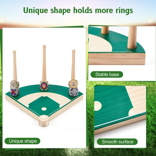 Spiareal Baseball Ring Holder, Softball Ring Display Case, Championship Baseball Ring Stand, Stadium Design Homeplate Stacked, Sports Baseball Ring Holder Gifts for Lovers Grandpa Dad
