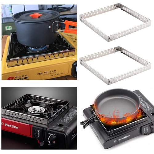 SquEqu 2 Pack Camping Stove Wind Guard Windscreen Blocker Compact Detachable Windshield Wind Screen Block for Portable Butane Stoves Gas Propane Burner Camp Cooking BBQ Grill Hiking Outdoor