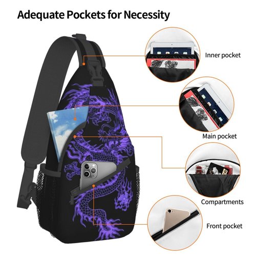 Rmqsyhfz Red Dragon Casual Daypack Bag Dragon Shoulder Bag Chest Bags Crossbody Bag Animal Sling Backpack
