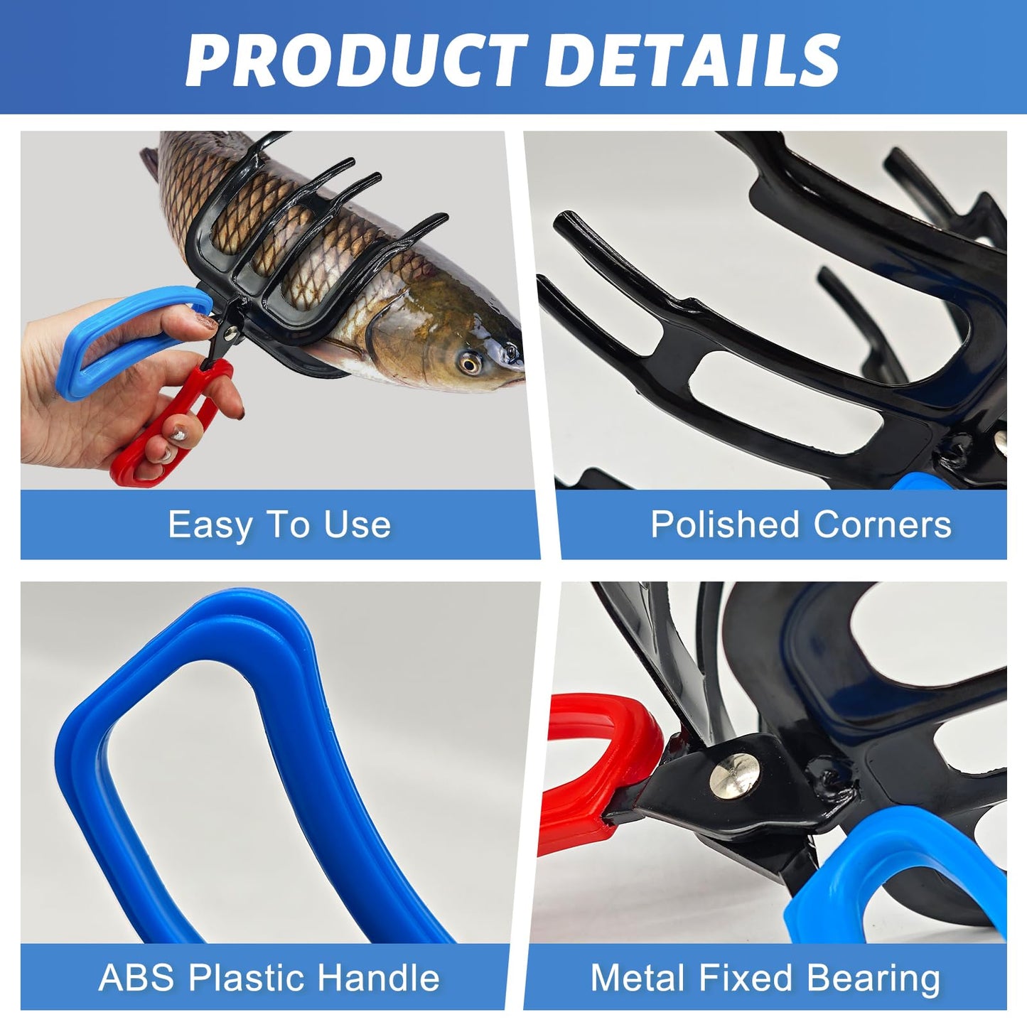 3 Claw Fish Gripper, 2024 Upgraded Metal Fishing Pliers Gripper, Multifuctional Fish Grippers for Fishing, Fish Grabber Tool for Most Freshwater Fish and Crab