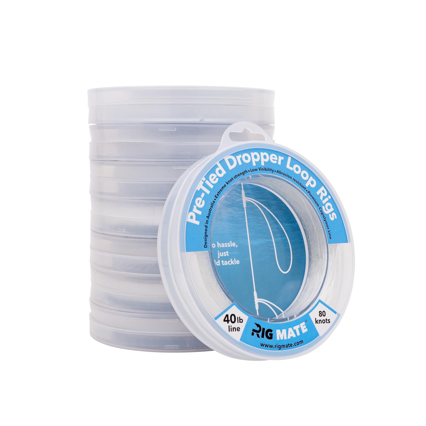 80 lb Pre-Tied Dropper Loop Rigs. Fishing Line Spool. Loops 18 Inches Apart with 5.5 Inch Loop Size. Perfect for Saltwater & Freshwater Fishing. Perfect for Snapper & Other Bottom Feeding Fish.