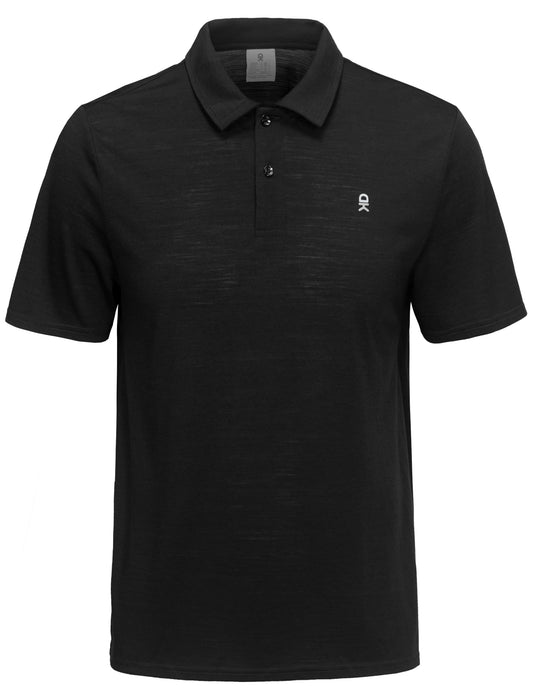 Little Donkey Andy Mens Wool Polo Shirts Moisture Wicking, Quick-Dry Performance Short Sleeve Golf Shirts for Men (Black S)