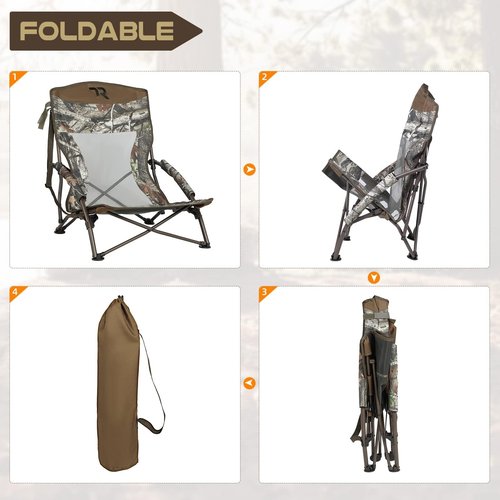 TR Low Camping Chair,Turkey Chairs for Hunting Lightweight Heavy Duty,Low Chair with Carry Bag for Outdoor Camping Travel Hunting (Camo 1)