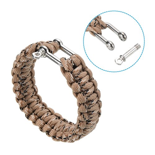 PATIKIL Survival Paracord Wristband, Braided Wristbands Party Favors Camping Gifts Outdoor Wraps for Men, Khaki