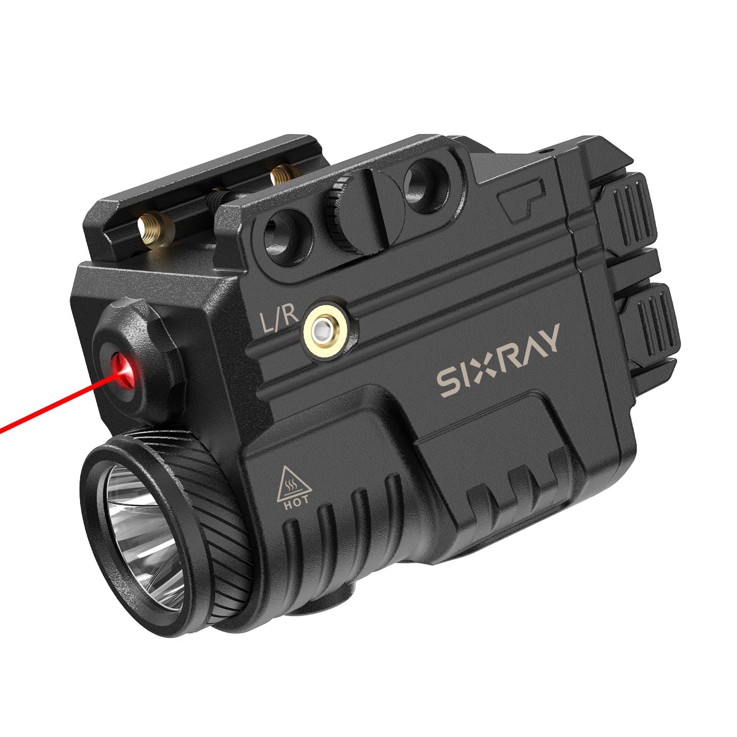 SIXRAY Rechargeable Red Laser and Flashlight for Pistol, 600 Lumen Tactical Pistol Light Laser Combo with Red Beam, Strobe, Magnetic Charging, Fit Picatinny