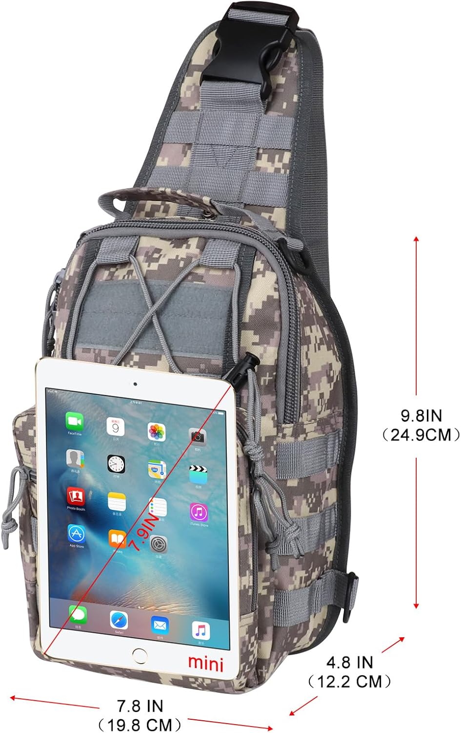 Qcute Tactical Backpack, Waterproof Military Cross-body Molle Sling Shoulder Backpack Chest Bag for Outdoor Every Day Carry