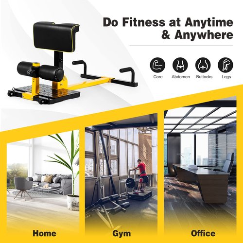 SPORFIT Sissy Squat Machine, 8 in 1 Adjustable Deep Squat Bench for Sit-Up, Push-Up, Elastic Band Lock for Full Body Exercise, Multi-Function Hip Thruster, Compact Glute Workout Equipment for Home Gym