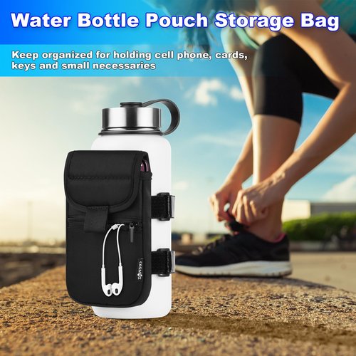 Cosmos Water Bottle Pouch Accessories for Gym Sports Hiking Running Walking Workout, Fits 18-40 Oz Bottle, Storage Pocket for Cell Phone Keys Cards Earphones
