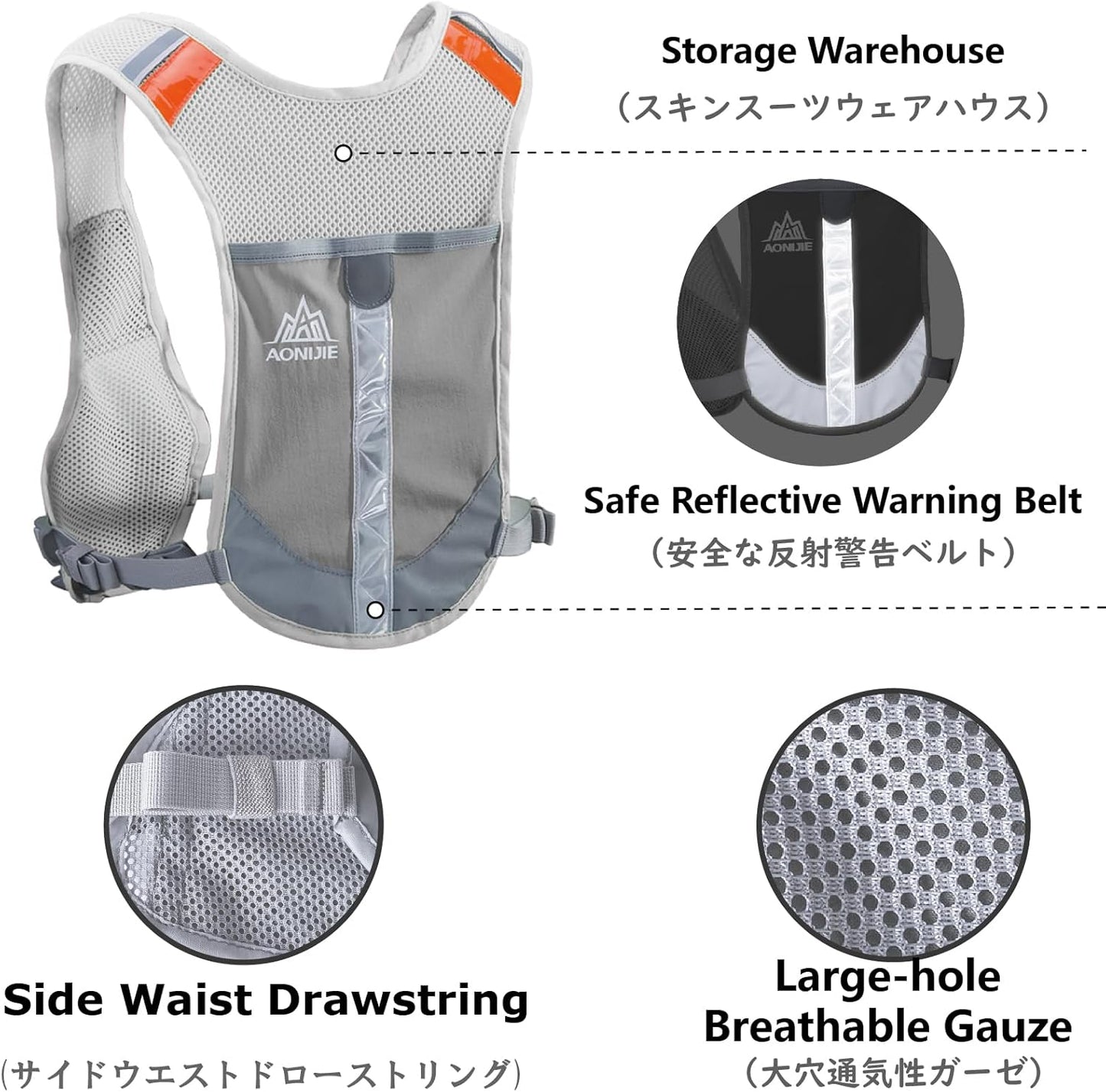 JEELAD Hydration Running Vest Backpack 5L for Men Women Jogging Hiking Marathon Racing Cycling Outdoor