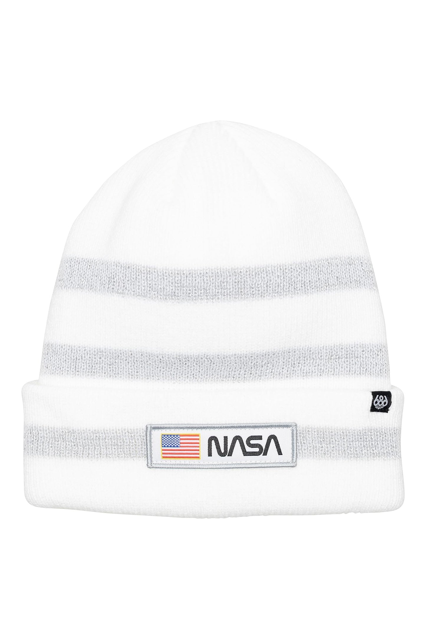 686 Men's NASA Knit Beanie - Winter Head Wear with Space Theme - Acrylic Knit Material - One Size, NASA White