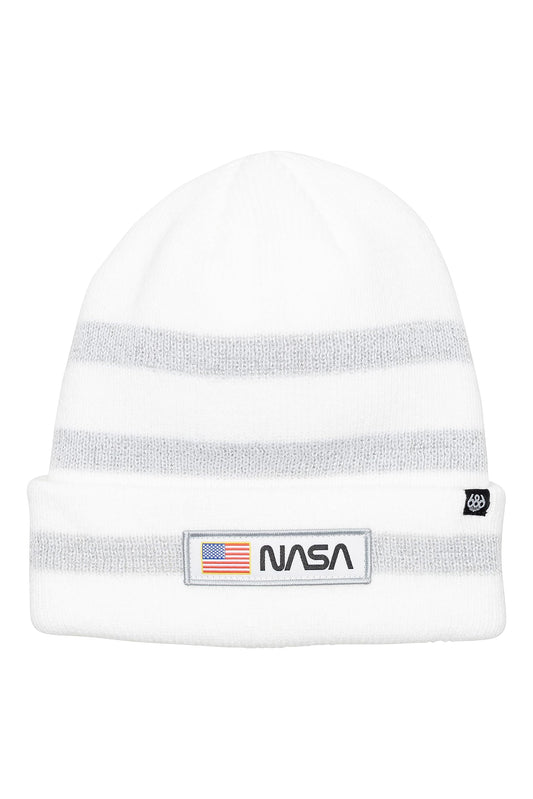 686 Men's NASA Knit Beanie - Winter Head Wear with Space Theme - Acrylic Knit Material - One Size, NASA White