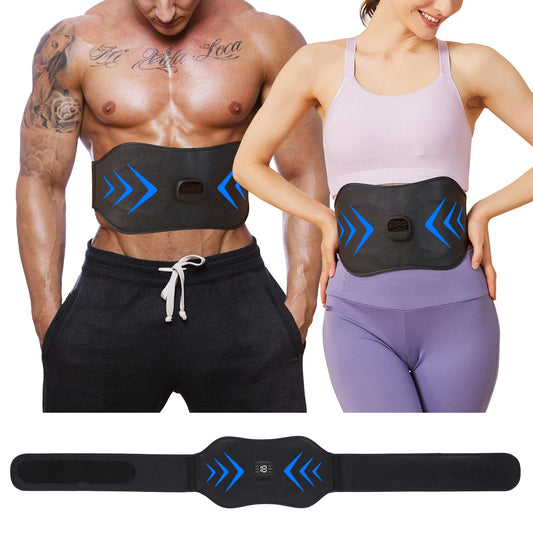 ABS Stimulator, EMS Muscle Stimulator, Ab Machine, Fitness Workout Equipment for Women and Men, Portable Muscle Toner for Abdomen, Black blue
