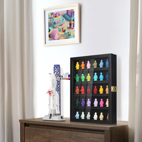 TJ.MOREE Minifigure Display Case for Collectibles, Mini Figure Display Case Wall Mount, 11 x 13.4 inches Black