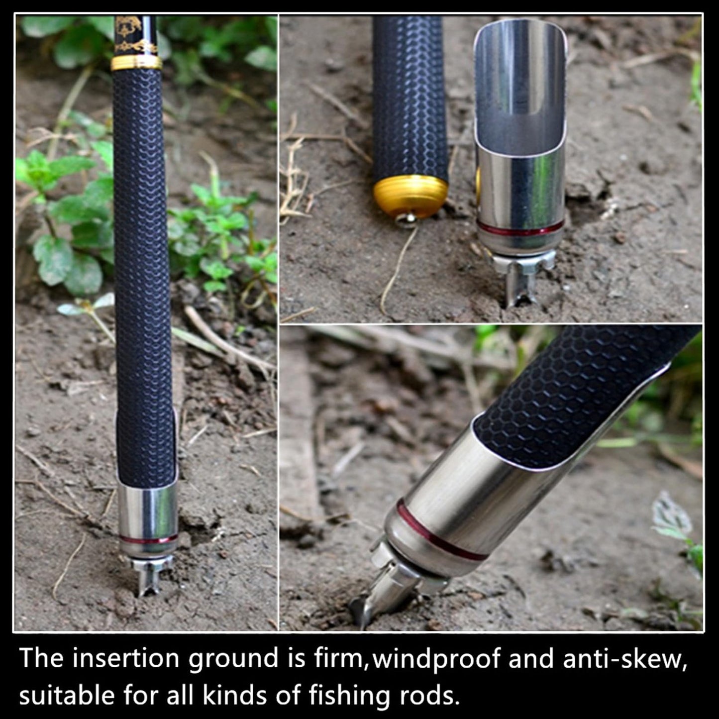 2Pack – Portable & Detachable Folding Fishing Rod Pole Holder,Firmer Stainless Steel Ground Support Stand Universal Fit