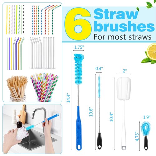 Long Handle Stainless Steel Water Bottle Brush Set, Water Bottle Cleaning Brush Straw Brush, Suitable for Sports Water Bottles, Thermos pots, Coffee Cups