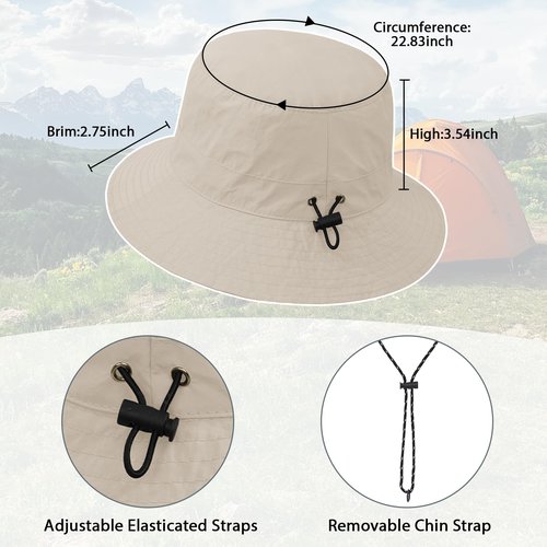 Zando Waterproof Bucket Hat for Woman Men Rain Hat UPF 50+ Sun Hats for Women Packable Outdoor Hiking Safari Hats for Women Wide Brim Summer Hat Adjustable Boonie Fishing Hat Light Khaki Hat One Size