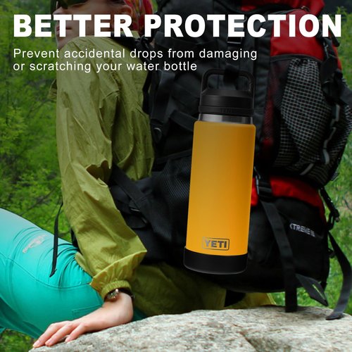 Silicone Sleeve for YETI, Owala Bottle Boot, Rubber Bottom Boot for YETI 26 OZ, Boot Cover for Owala Freesip 32OZ, Boots Rambler Water Bottle Accessories (Black, Fits YETI 26 OZ Bottle/Owala 32 OZ)