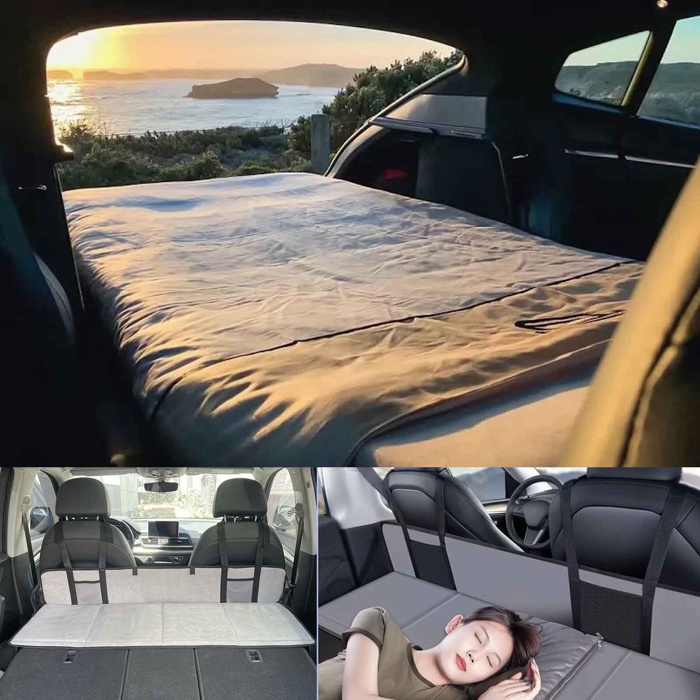 (Gray) Car Camping Essentials, Increase Trunk Space, for Car Camping & Travel, Fits Tesla Y/3,SUV with Full Flat Cargo Like RAV4,CRV,X-Trail,Outback,Highlander,Kuga,Cherokee,Equinox