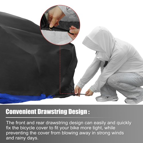 uxcell L Bike Cover Waterproof Bicycle Cover Electric Bike Dust Snow Rain Cover for Mountain Bikes, Road Bike, Beach Cruisers and Mopeds Scooter fit 29 Inch 1 Bike Blue Black