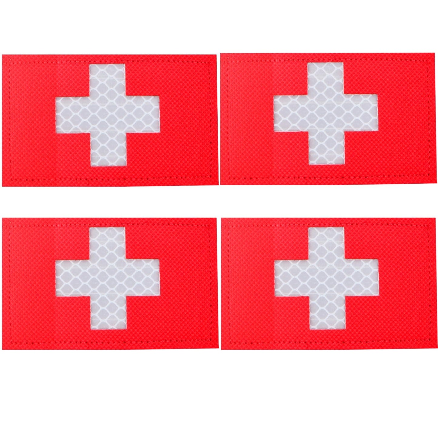 FORWOMLM 4pcs IR Reflective Red Cross Medic Patches Infrared EMS EMT Tactical Military Armband Hook and Loop First Aid Morale Patches for IFAK EDC Bag Plate Carrier Backpacks