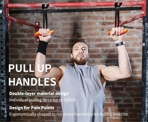 veimia Pull up Handles, Resistance Band Neutral Grip Handles,Multifunction Gym Workout Handles,Cable Machine Handles Used as Pull up Grips, LAT Pull Down Machine Attachment, T-bar Row