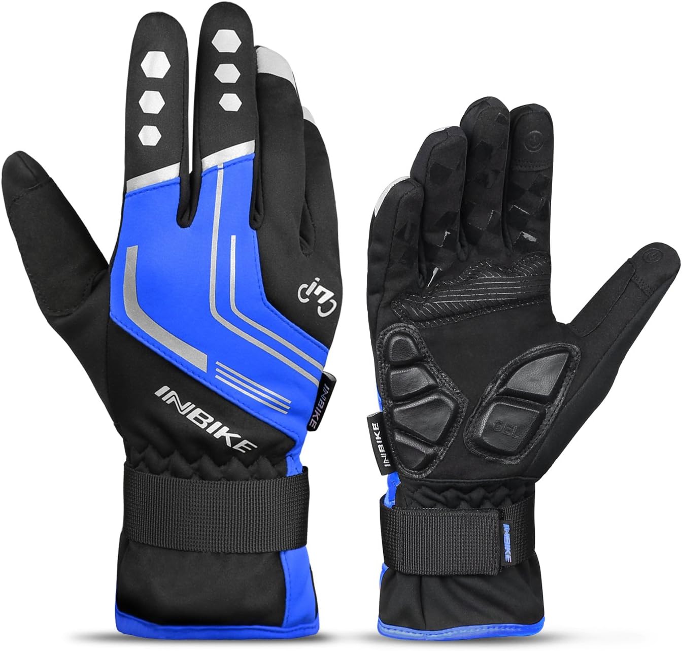 INBIKE Cycling Gloves for Men Winter Windproof Reflective Thermal Gel Pads Touch Screen