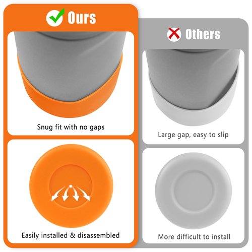 Mokoart Silicone Boot Compatible with Owala Kids Water Bottle 16/14 oz, Anti-Slip Rubber Bottom Protective Sleeve for Owala Kids FreeSip 16oz, Accessories for Owala Kids Flip 14oz (Orange)