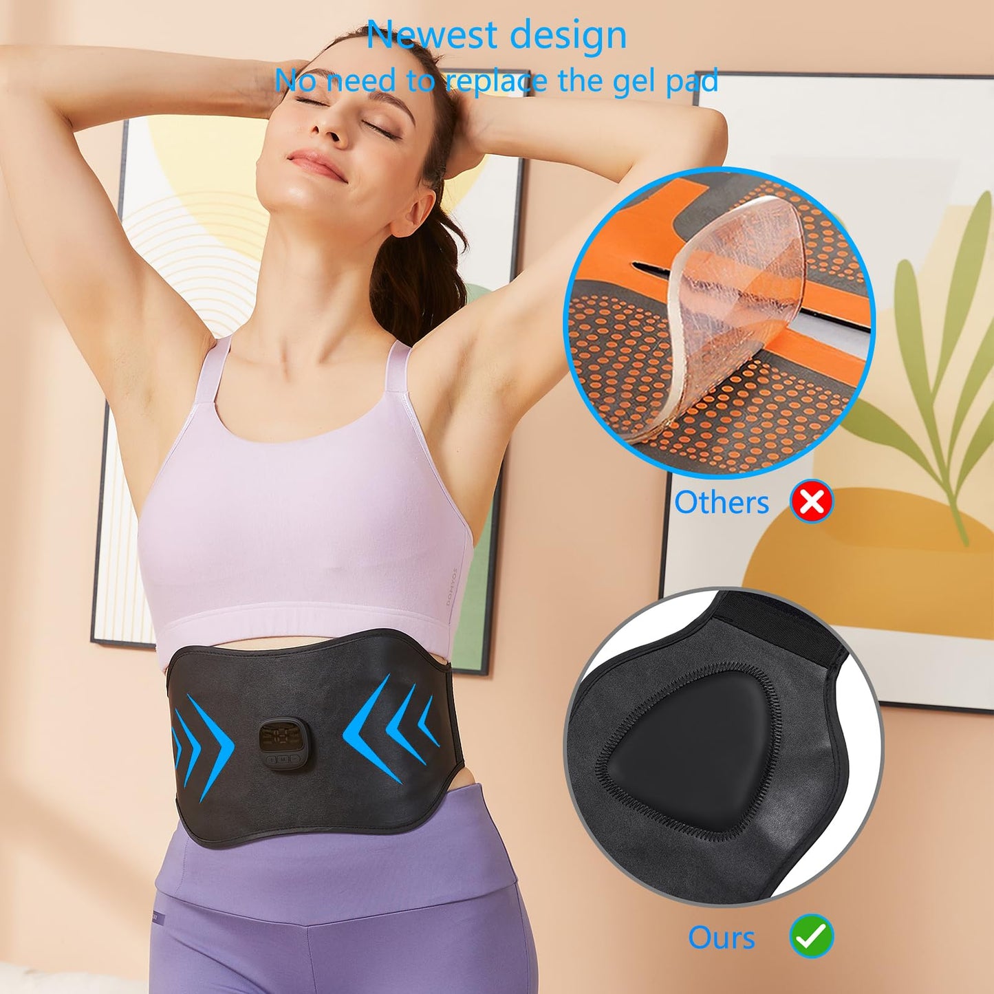 ABS Stimulator, EMS Muscle Stimulator, Ab Machine, Fitness Workout Equipment for Women and Men, Portable Muscle Toner for Abdomen, Black blue