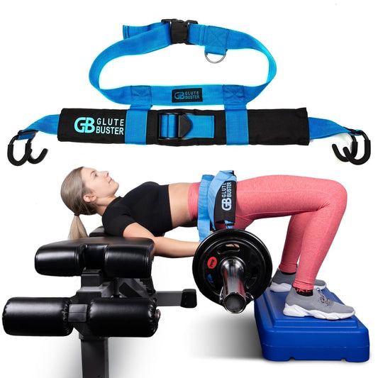 GluteBuster (Blue) Hip Thrust Belt | Booty Enhancer Hip Thrust Belt for Weights | Dumbbell Belt for Hip Thrust & Glute Workout Equipment | Hip Thrust Belt for Dumbbells Heavy | Butt Workout Equipment