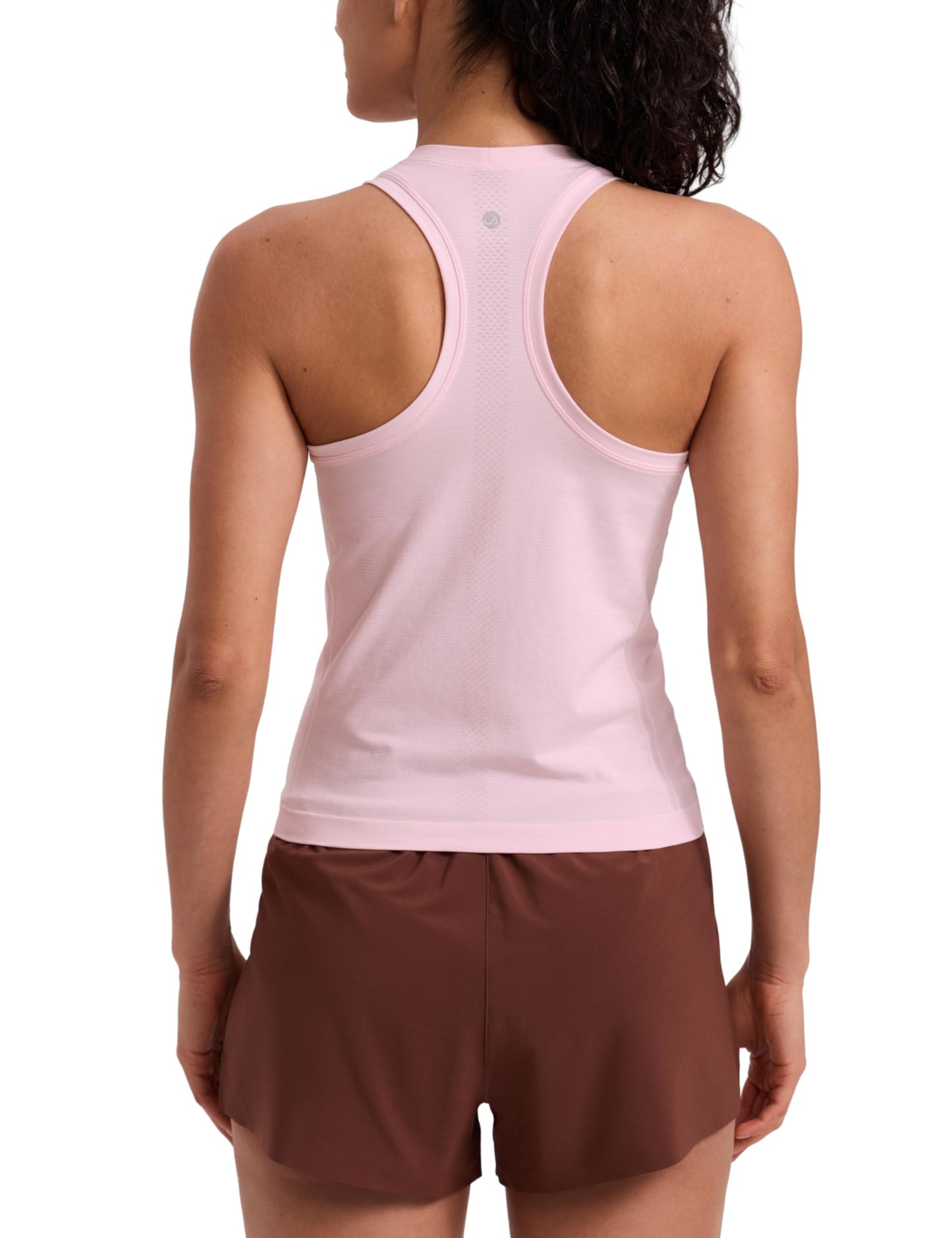CRZ YOGA Seamless Workout Tank Tops for Women - Athletic Running Gym Sleeveless Shirts Crewneck Racerback Breathable Strawberry Pink XX-Small