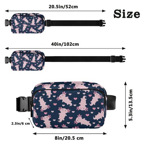 Yasala Fanny Pack Crossbody for Women & Men Cartoon Axolotl Waistpack with Adjustable Strap Pack Belt Bag Hip Bum Bag for Running Hiking Cycling Workout Traveling