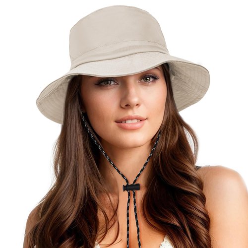 Durio Waterproof Bucket Hats for Woman UPF 50+ Sun Hat UV Protection Packable Rain Hats for Women Lightweight Hiking Hat Beige One Size