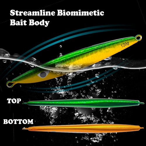 FREGITO Fishing Jigs Vertical Saltwater Jigs Vertical Jigging Spoon Fishing Tuna Lures Boat Fishing Artificial Lures for Tuna, Grouper, Dogtooth, Snapper, Bass, Salmon 3pcs-(120g/150g/180g)