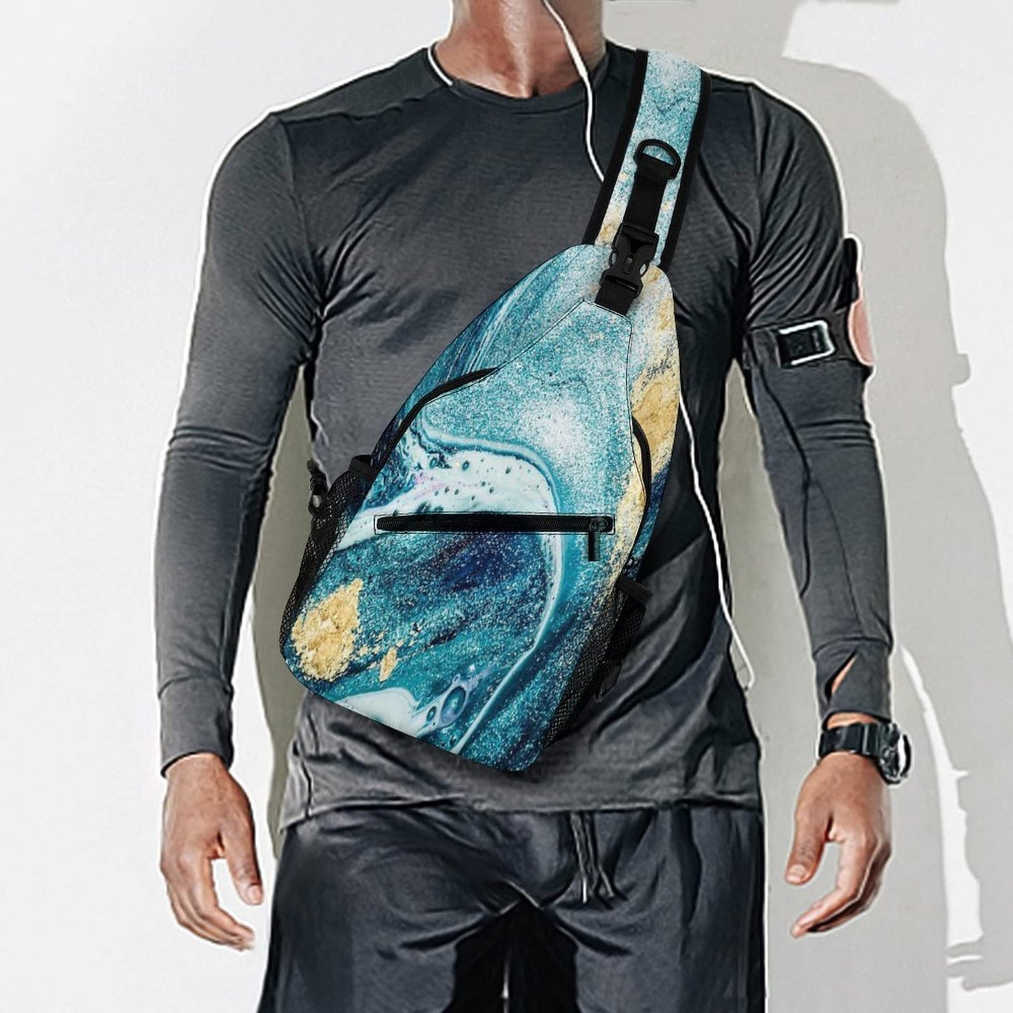 IMPCOKRU Sling Bag for Men Women Crossbody Backpack Marble,Lightweight Shoulder Backpack for Causal Sport Travel Hiking.