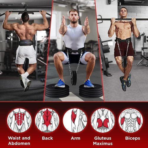 Yes4All Weight Durable Dip Belt With Chain/Portable Weight Lifting Belts/Multifunctional Wall Mounted Pull Up Bar/Chin Up Bar For Cross Training Home Gym Workout Strength Training Equipment