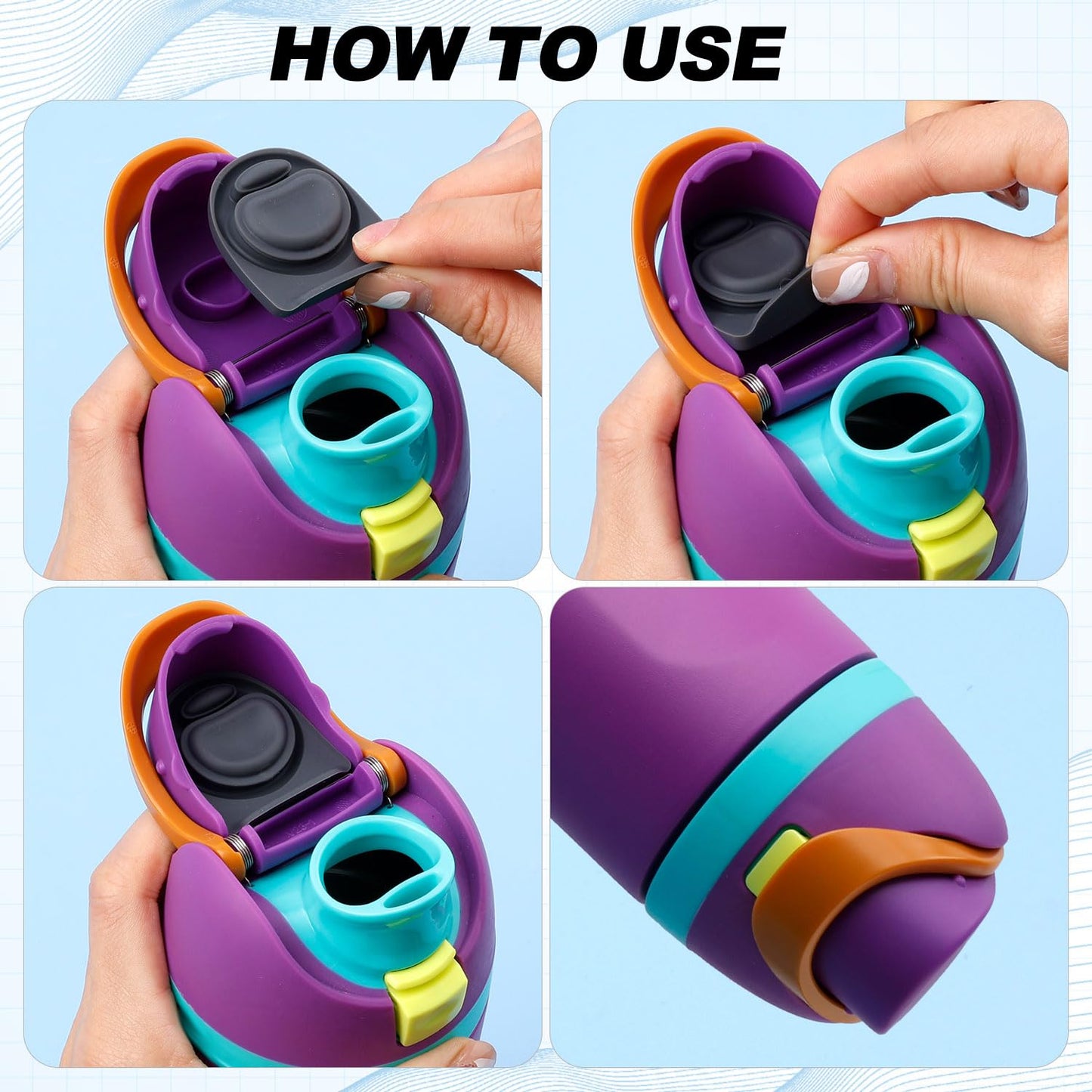 9pcs Water Bottle Replacement Parts Compatible with Owala FreeSip, Water Bottle Seal O Ring & Replacement Stopper for Owala 16/19/24/25/32/40oz Gasket Plug Lid Accessories BPA-Free