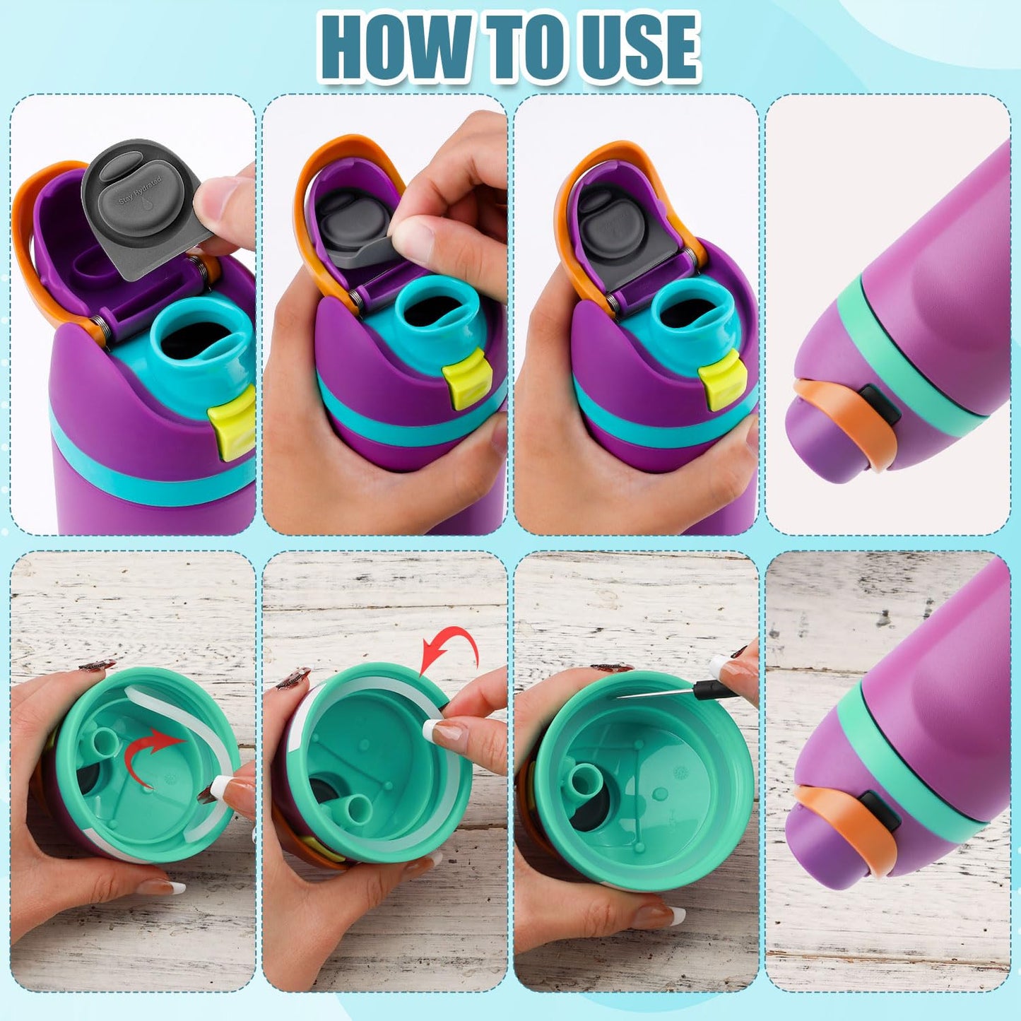 2pcs Bottle Seal Ring & 2pcs Replacement Stopper for Owala FreeSip 24oz 32oz, BPA-Free Water Bottle Top Lid Replacement Silicone O Ring Parts for Owala 16/19/24/32/40oz Gasket Plug Accessories