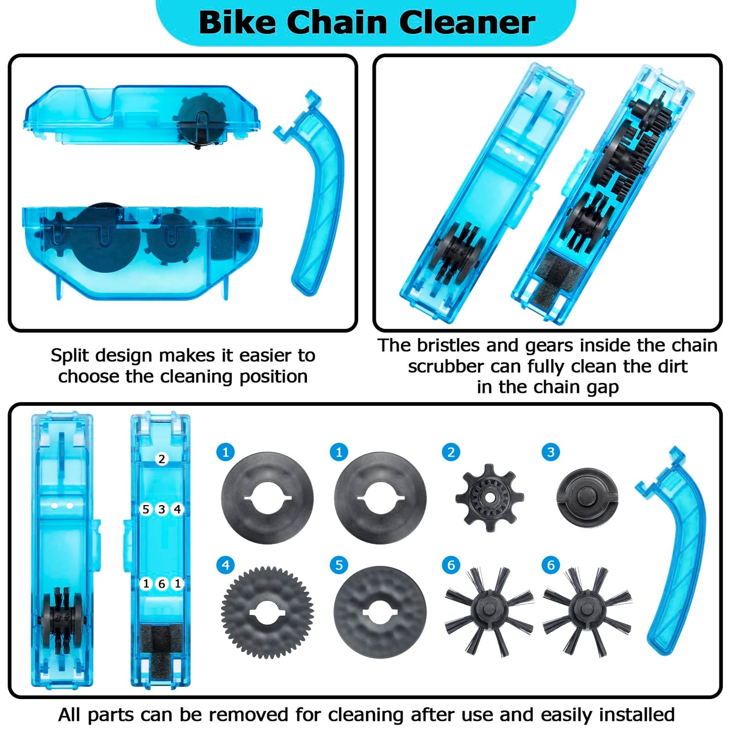focopot Bike Cleaning Kit Including Bicycle Chain Cleaner Degreaser,Cycling Chain Lube,Cleaner Brush Tool,Scrubber,Suitable for Mountain/MTB,Ebike,Road Bike and Trail Bikes