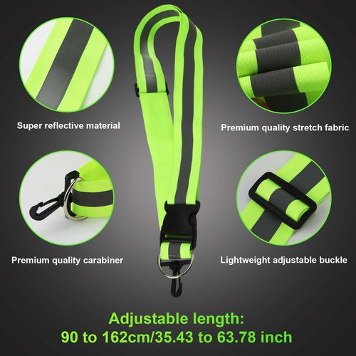PEUTIER 3pcs Reflective Running Gear, Reflective Shoulder Strap with 2pcs Running Arm Band High Visibility Night Reflector Bands for Men Women Walking Running Cycling