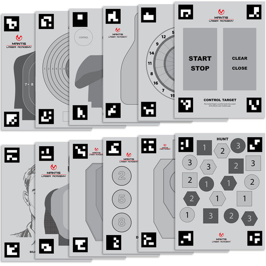 Mantis Laser Academy Smart Targets | 15 Dry Fire Laser Targets for Practice & Training | Automatic Detection & Scoring with App