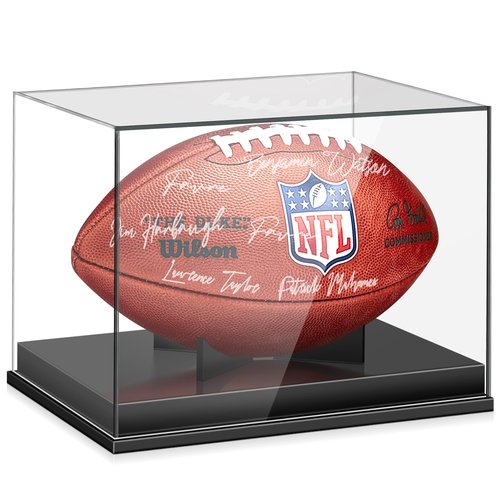 Leffis Football Display Case, Acrylic Football Case Display Case, Memorabilia Display Cases with Removable Built-in Football Display Stand for Autographed Football (No Assembly Required)