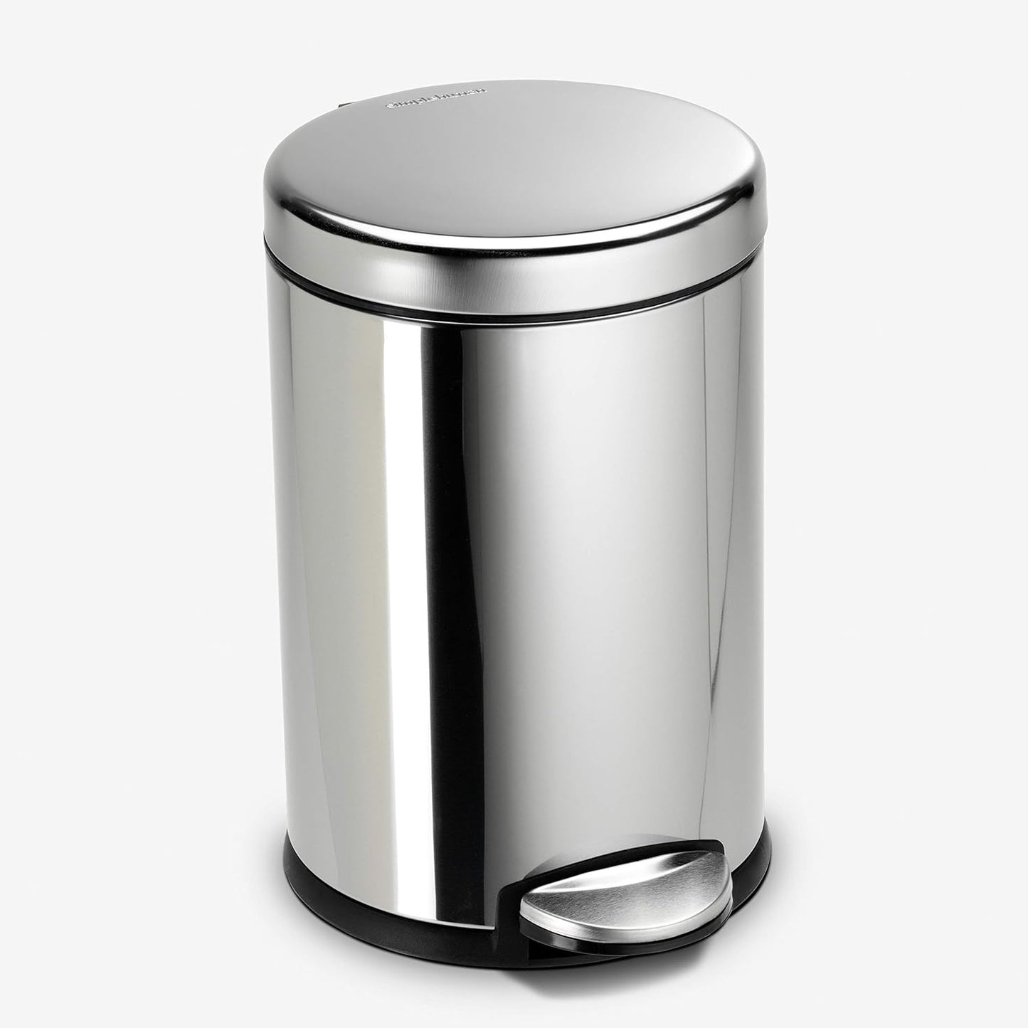 simplehuman 4.5 Liter / 1.2 Gallon Round Bathroom Step Trash Can, Brushed Stainless Steel