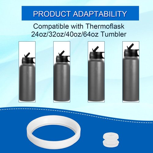 PEUTIER 17pcs Water Bottle Lid Replacement for Thermoflask 24/32/40/64oz, Water Bottle Gasket Replacement Accessories Part O Ring Silicone Seal Ring Compatible with Thermoflask Straw Lid